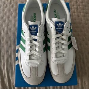 Adidas Men's White and Green Sneakers